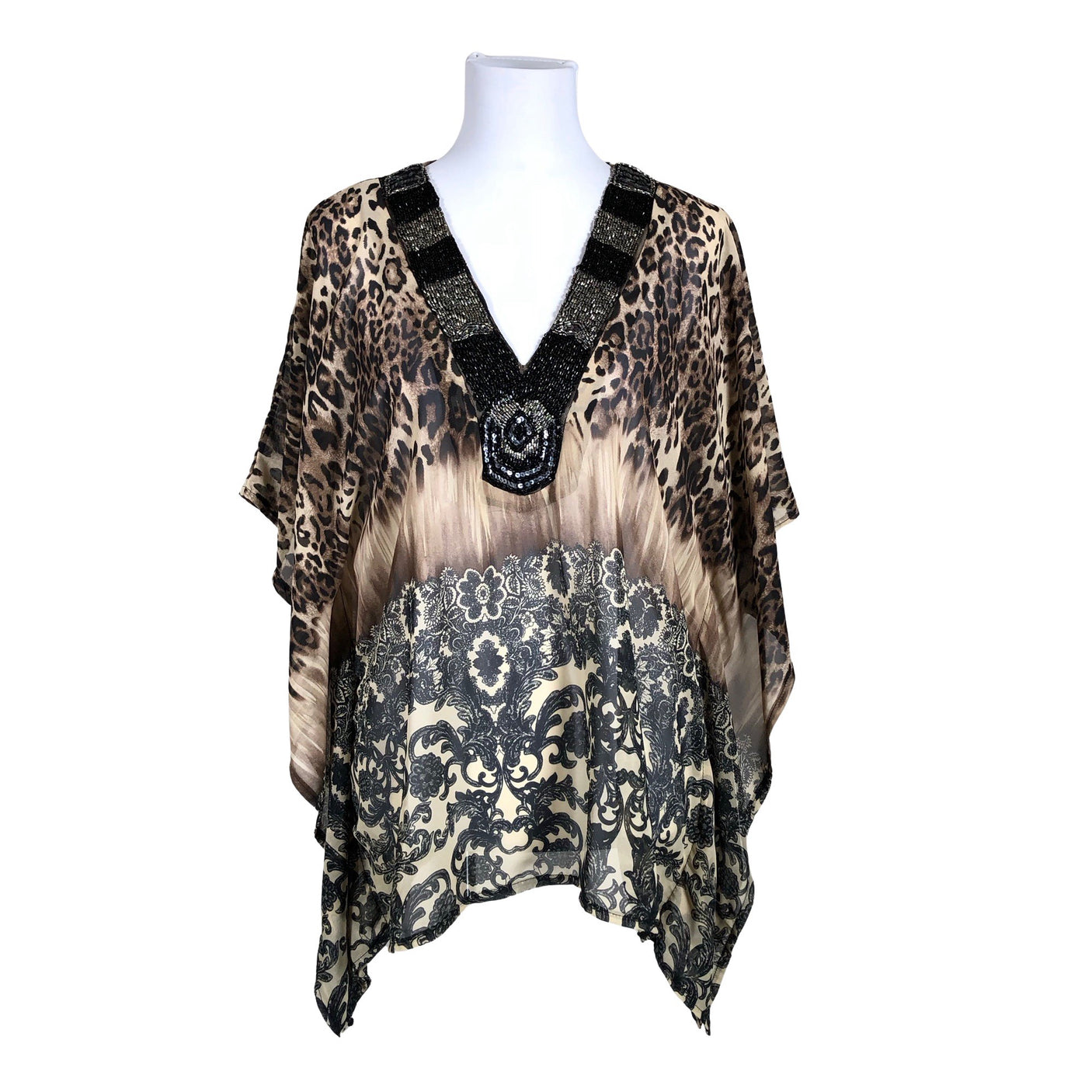 Unisex Just M Paris - Short-sleeved blouse, size 38 - Brown (1)
