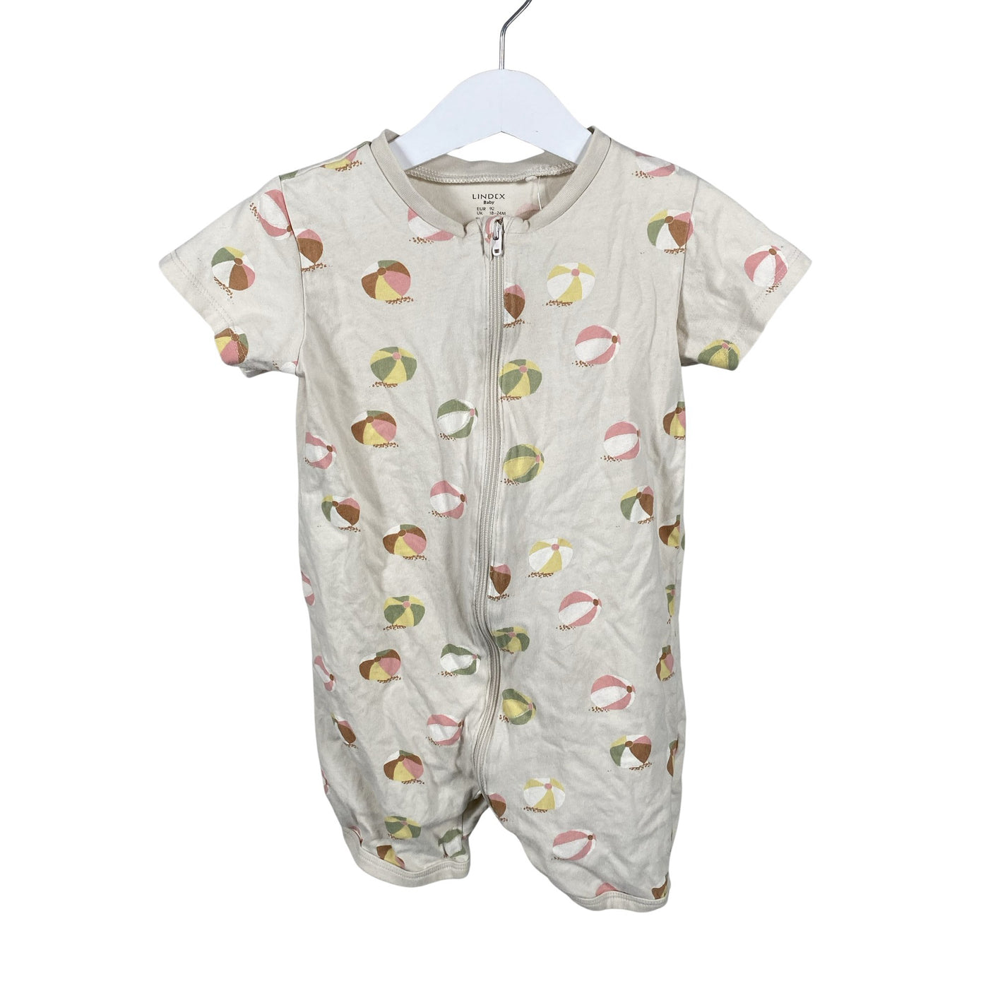 Unisex Lindex - Short overalls, size 86 - 92 - Natural white (1)