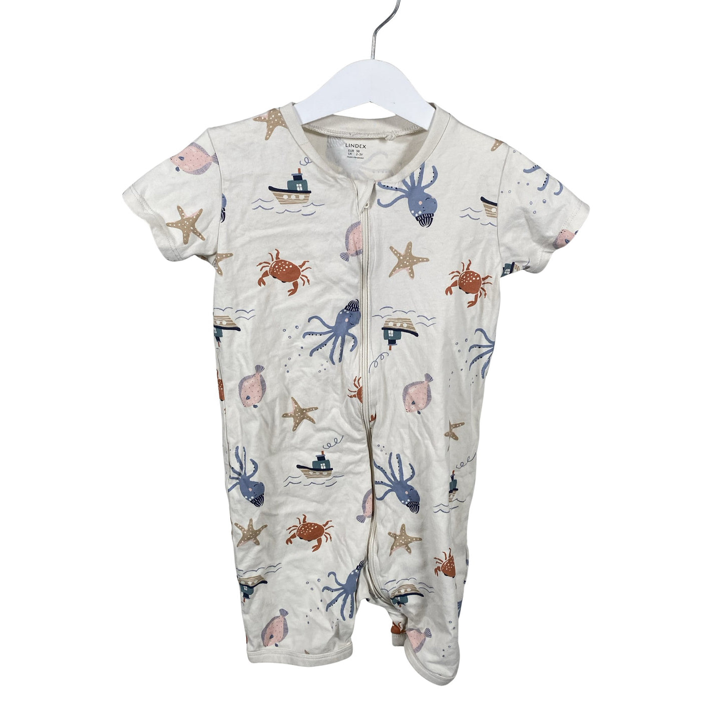 Unisex Lindex - Short overalls, size 92 - 98 - Natural white (1)