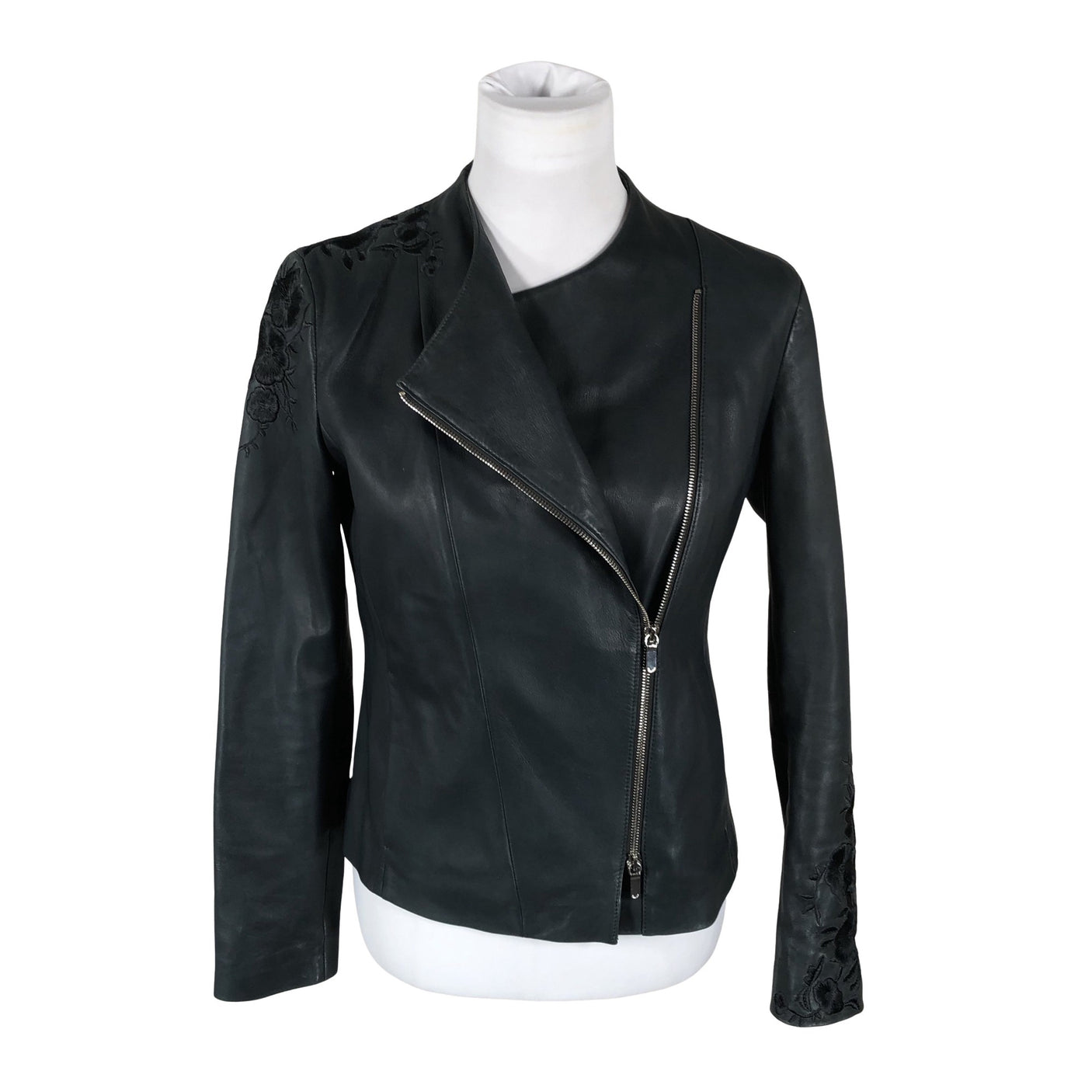 Unisex Massimo Dutti - Leather jacket, size 36 - Gray (1)
