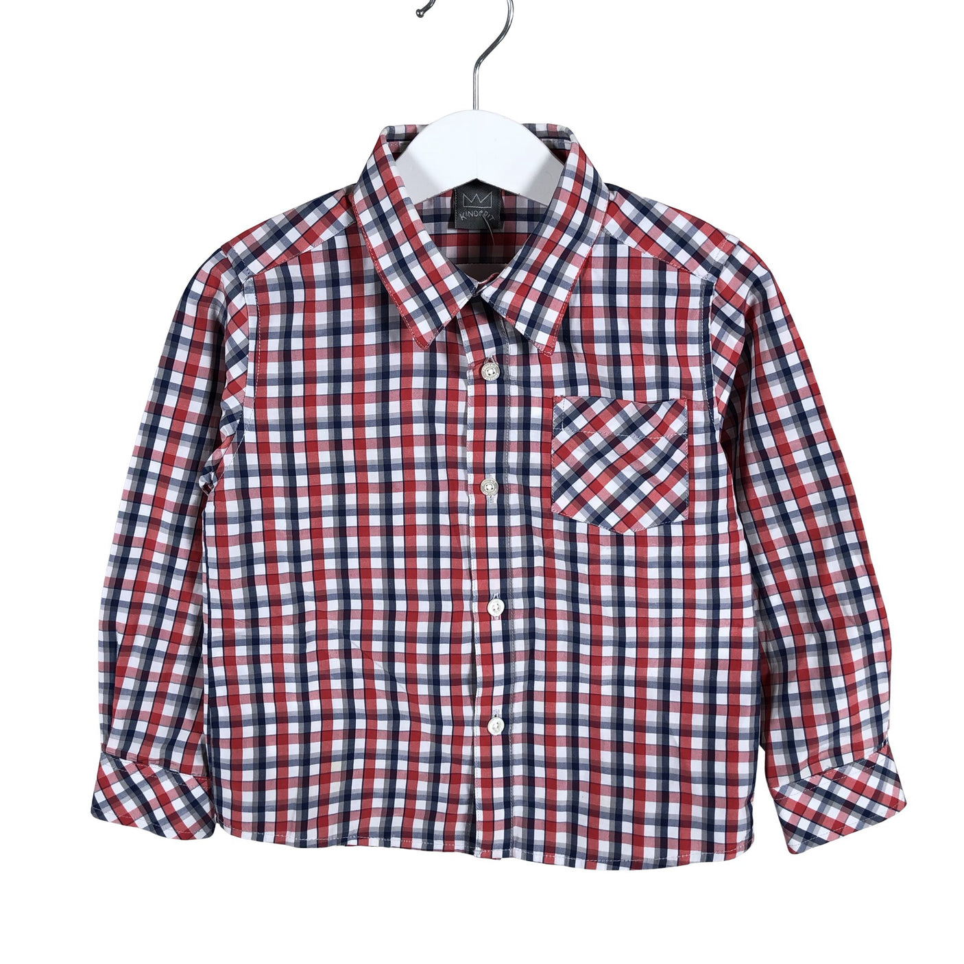 Unisex Kinderit - Collared shirt, size 86 - 92 - Red (2)
