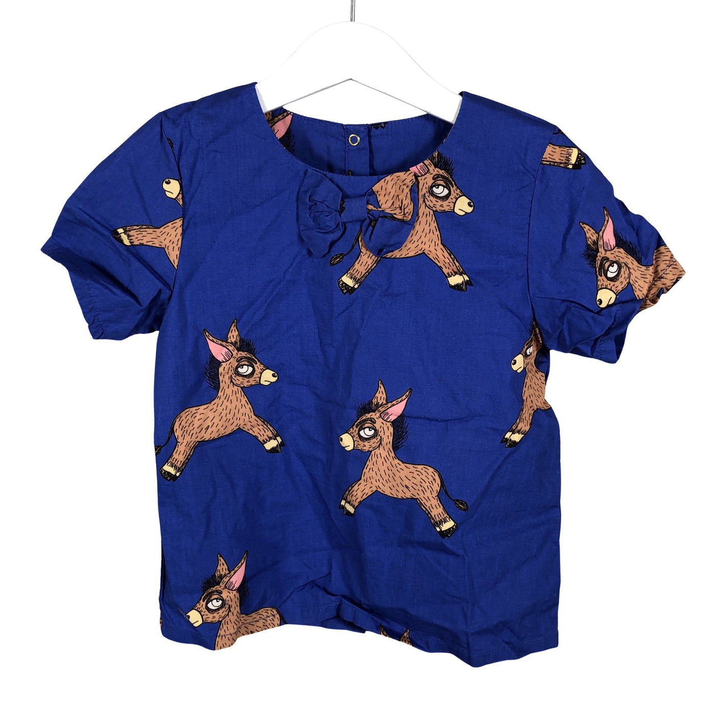 Unisex Mini Rodini - Short-sleeved blouse, size 104 - 110 - Blue (1)