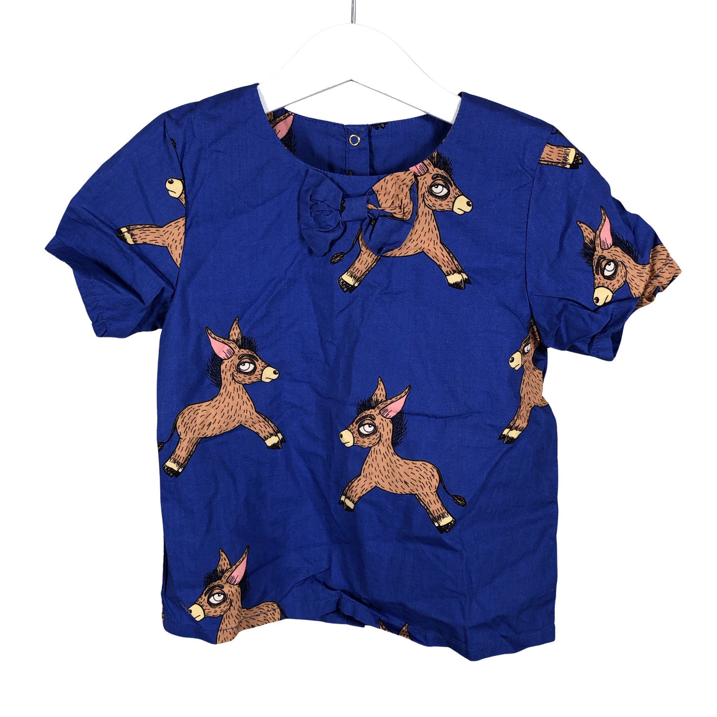 Unisex Mini Rodini - Short-sleeved blouse, size 104 - 110 - Blue (2)