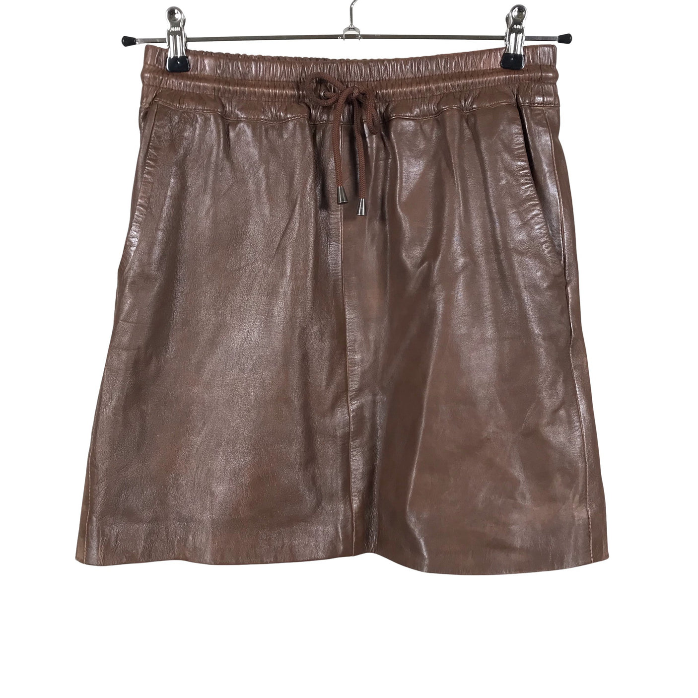 Unisex Depeche - Leather skirt, size 38 - Brown (1)