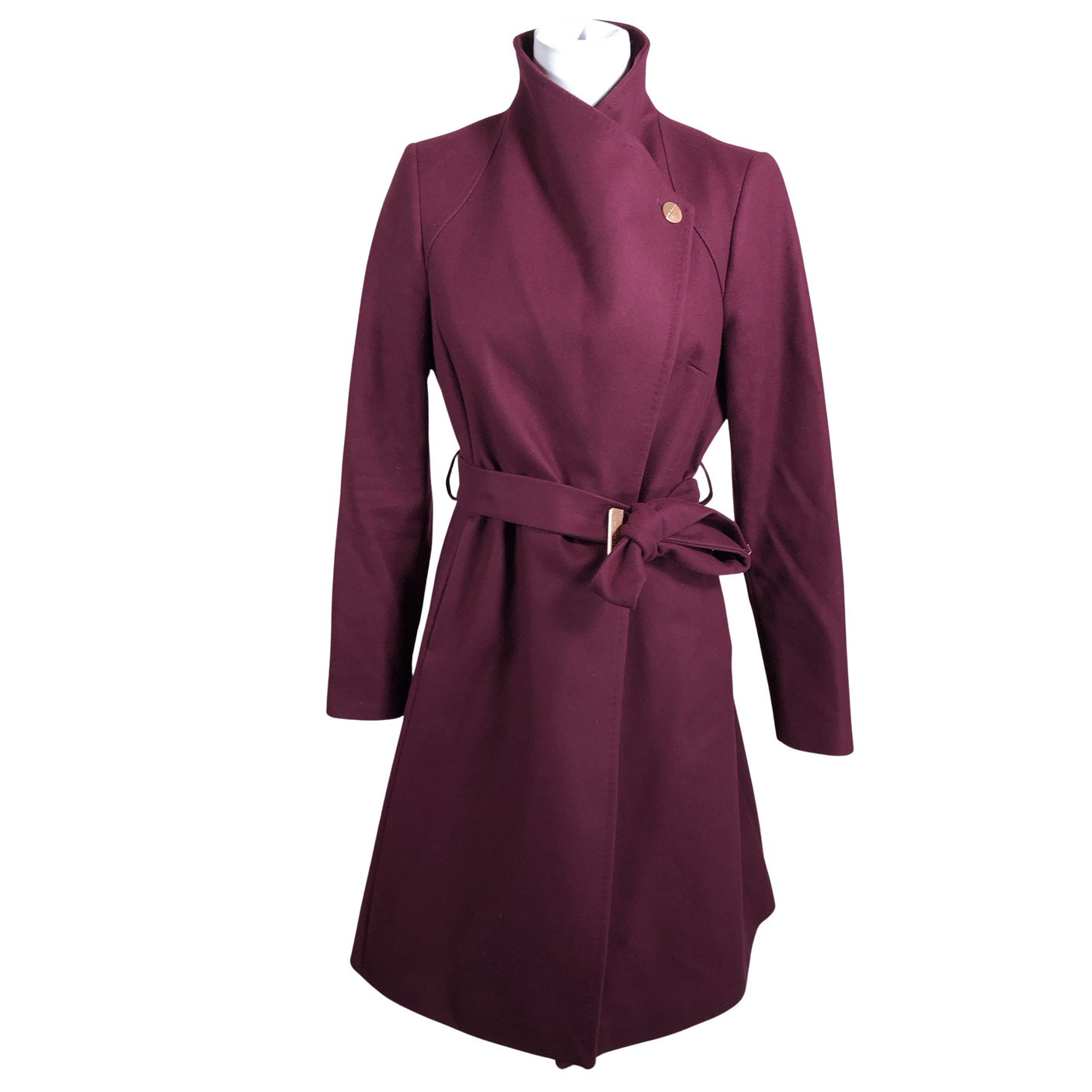 Unisex Ted Baker - Wool coat, size 34 - Wine red (1)