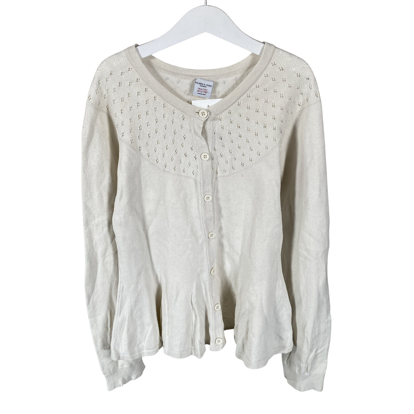 Unisex Polarn O. Pyret - Cardigan, size 146 - 152 - Natural white (1)