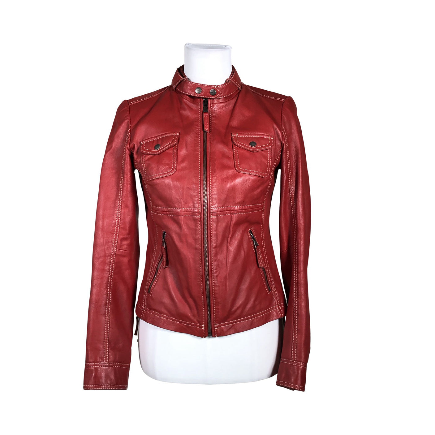 Unisex Esprit - Leather jacket, size 34 - Red (1)