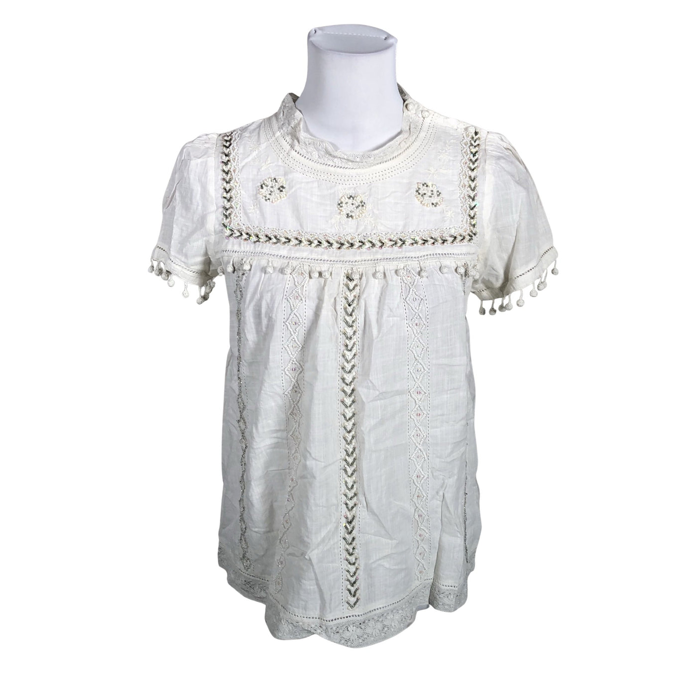 Unisex Leifnotes - Short-sleeved blouse, size 36 - Natural white (1)