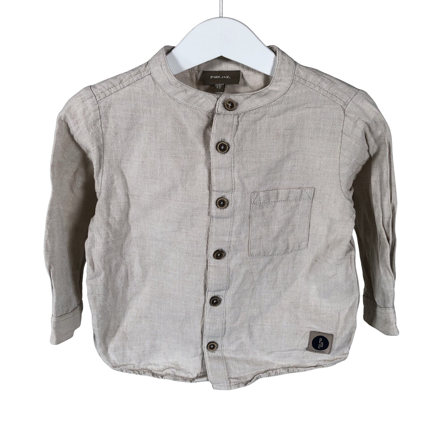 Unisex POMPdeLUX - Collared shirt, size 86 - 92 - Beige (1)