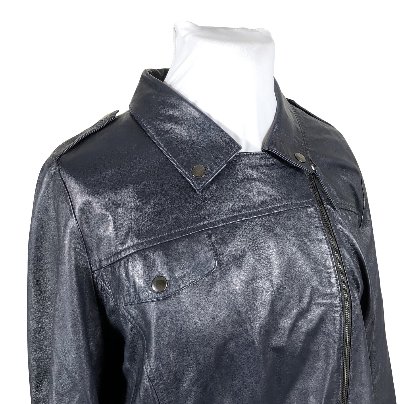 Unisex Ulla Popken - Leather jacket, size 50 - Blue (3)