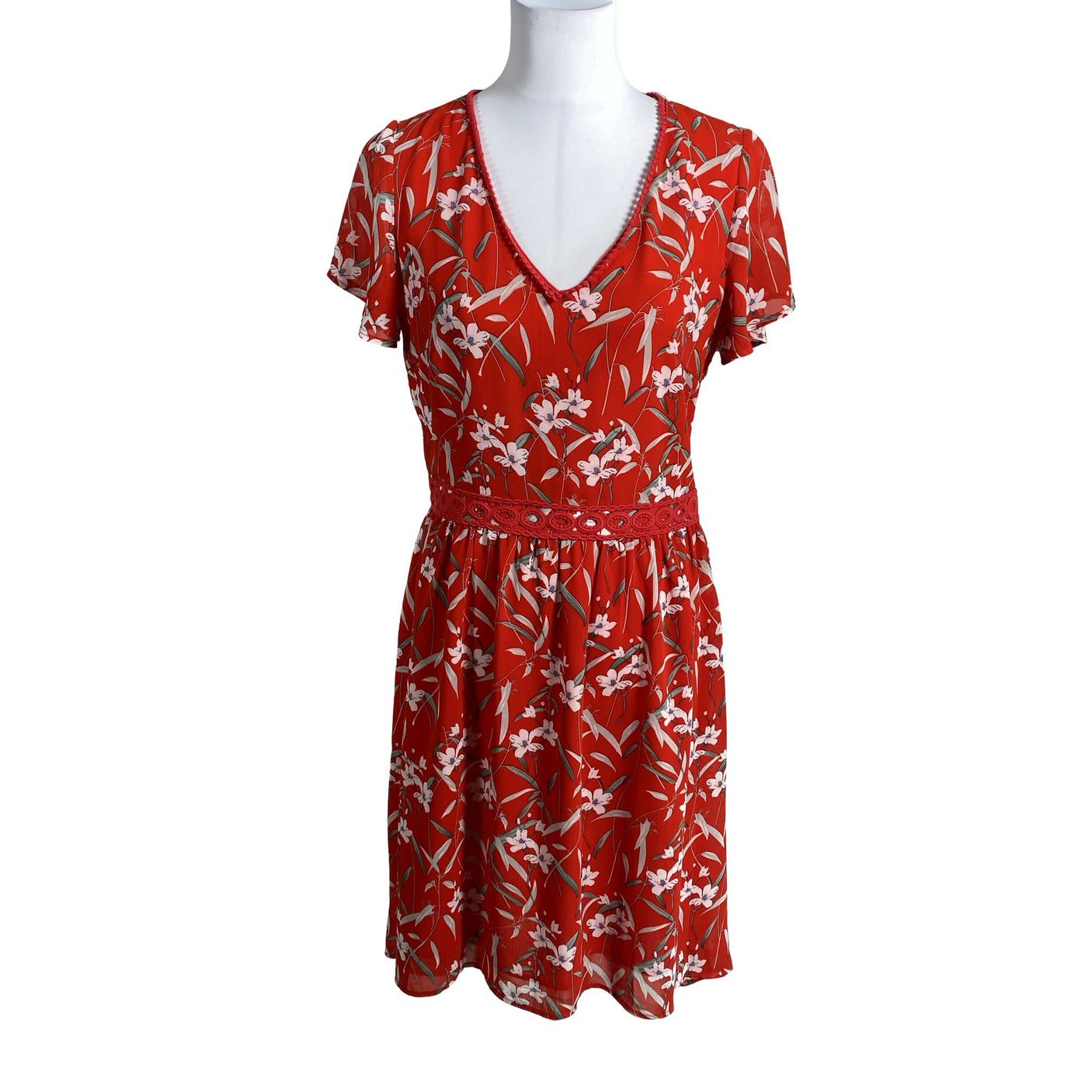 Unisex Smashed Lemon - Schiffon dress, size 38 - Red (1)