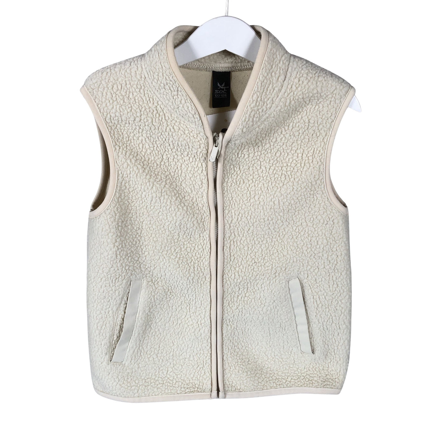 Unisex Soc - Fleece vest, size 122 - 128 - Natural white (1)