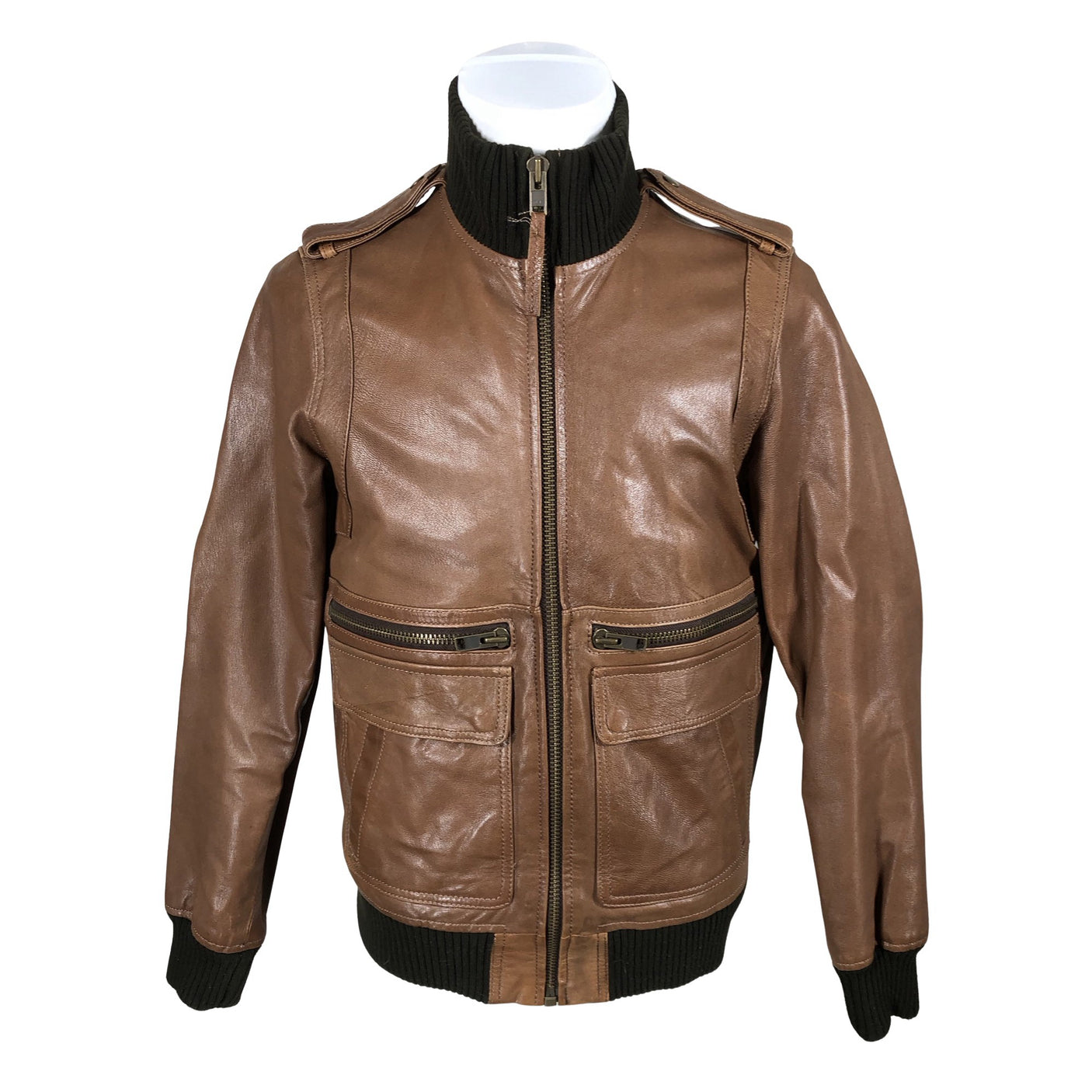 Unisex Jack & Jones - Leather jacket, size L - Brown (1)