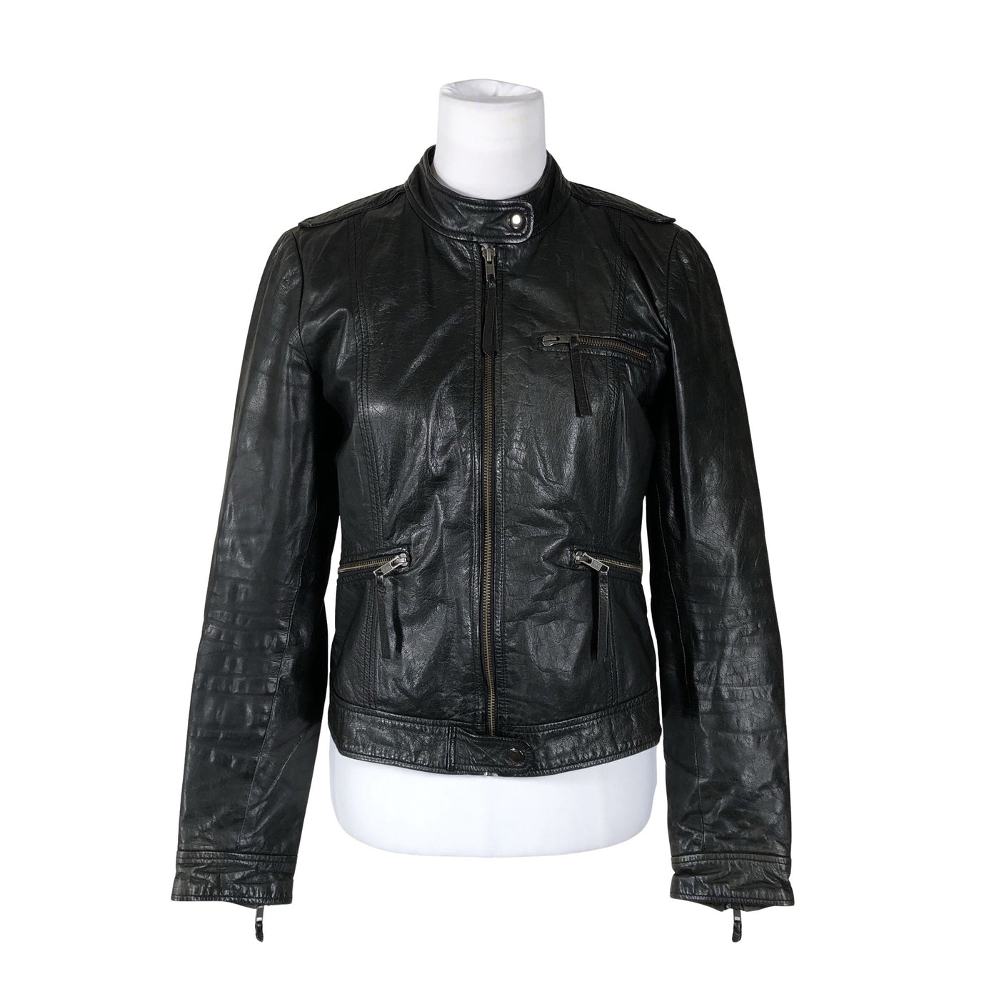 Unisex Selected - Leather jacket, size 38 - Black (1)