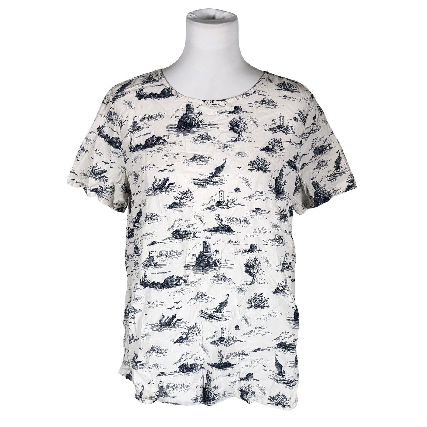 Unisex Benetton - Short-sleeved blouse, size 40 - White (1)