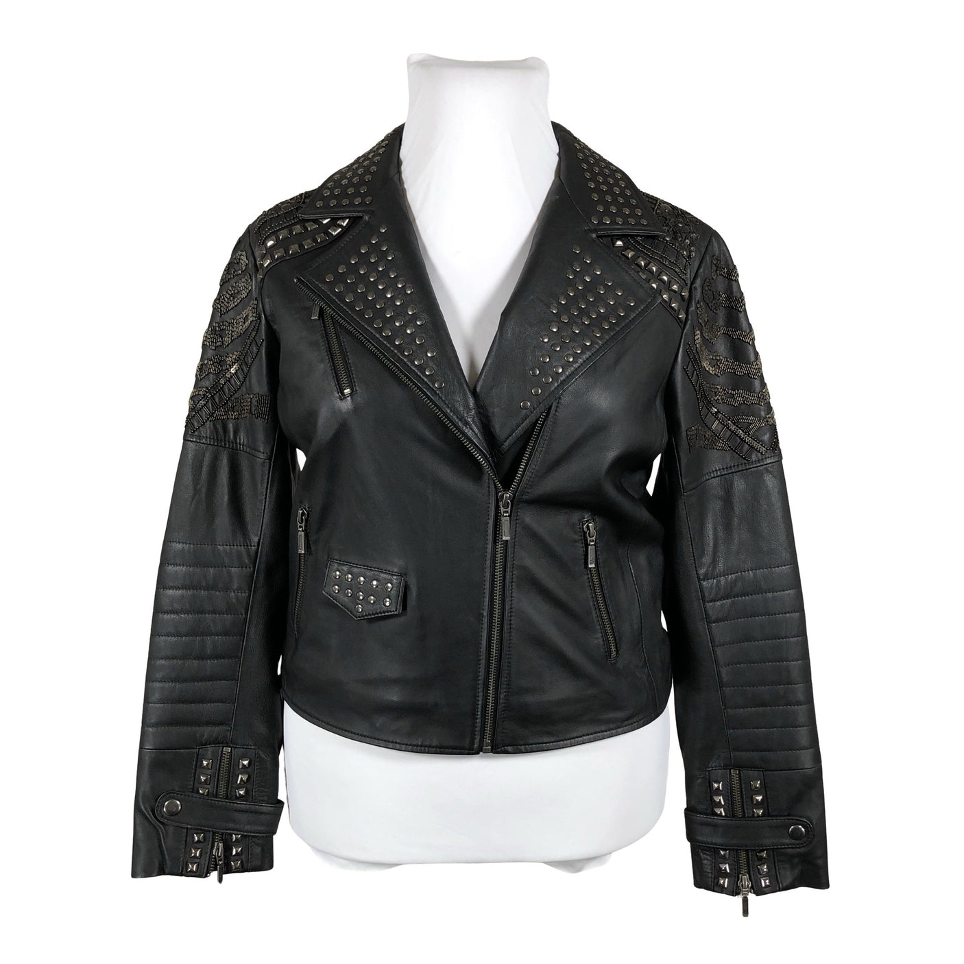 Unisex Nü - Leather jacket, size 42 - Black (1)