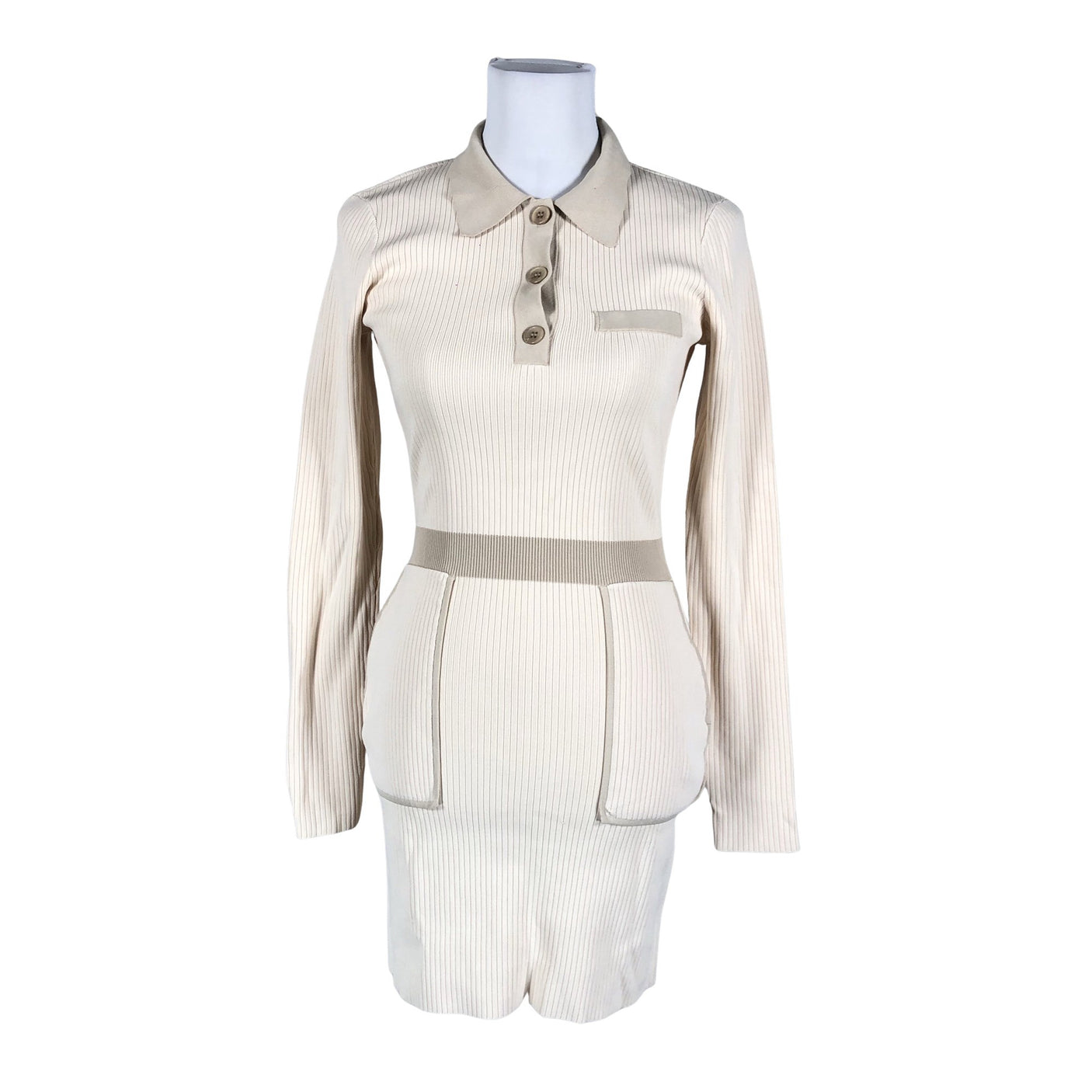 Unisex Na-KD - Tricot dress, size 38 - Natural white (1)