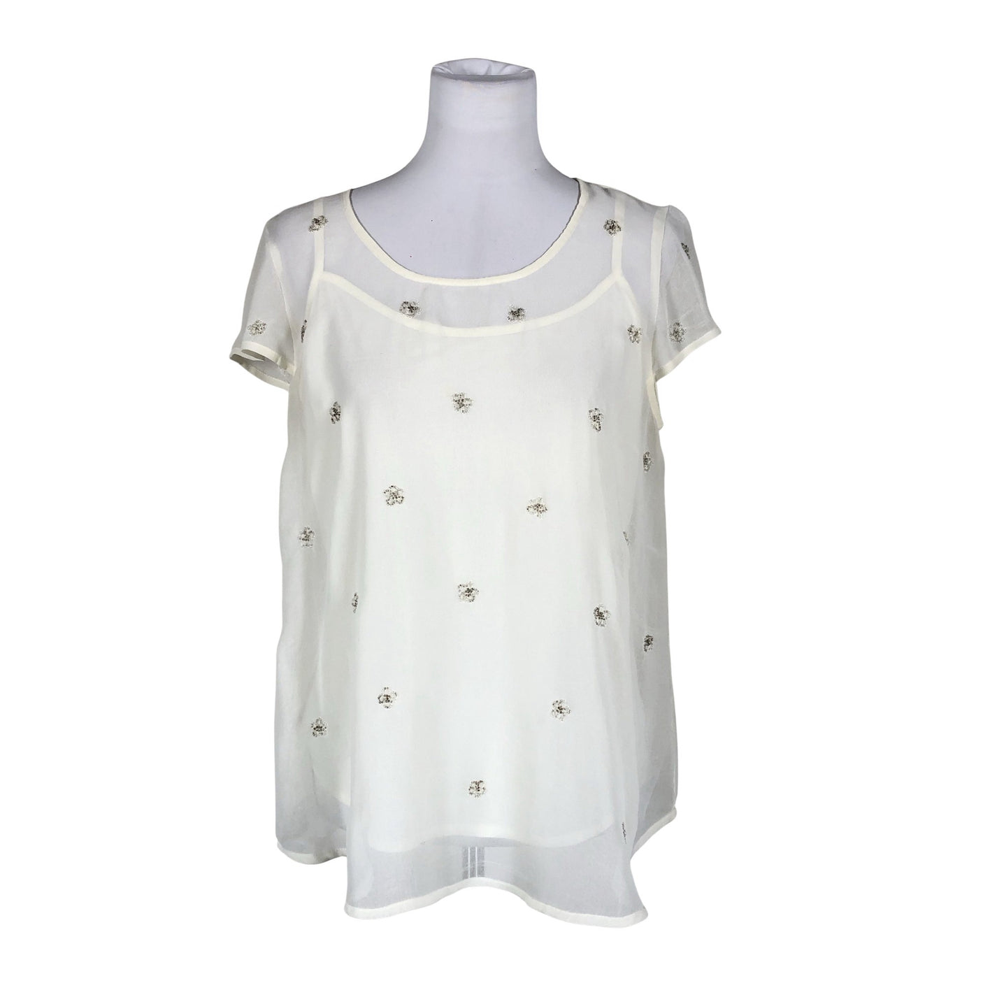 Unisex Bondelid - Short-sleeved blouse, size 38 - Natural white (1)