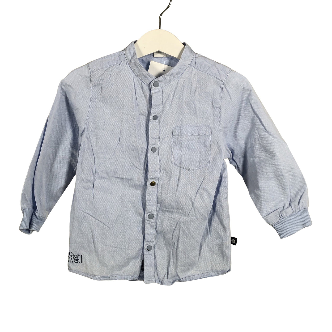 Unisex POMPdeLUX - Collared shirt, size 86 - 92 - Light blue (1)