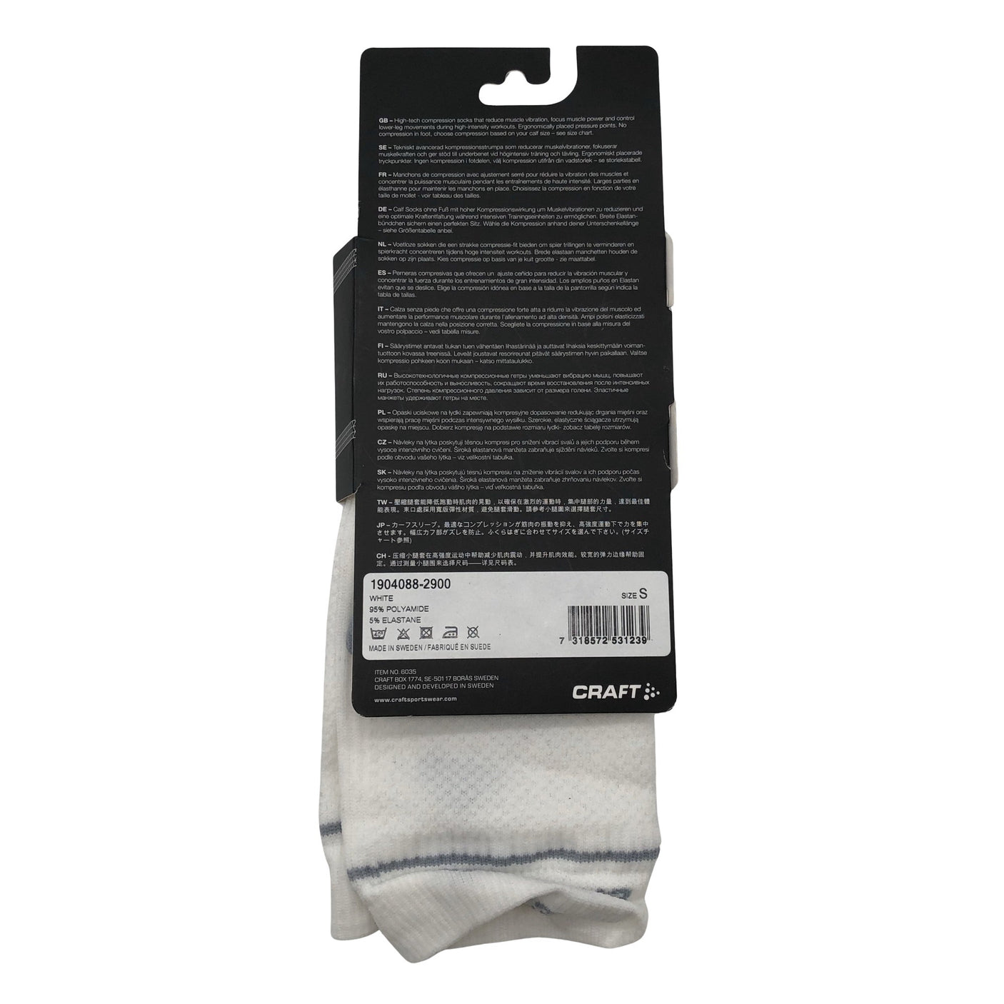 Unisex Craft - Sports socks, size 39 - White (2)