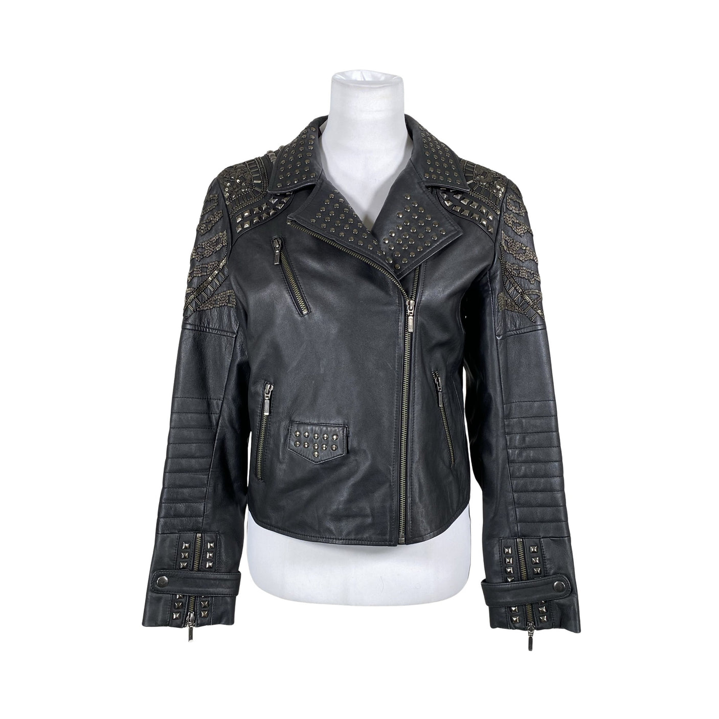 Unisex Nü - Leather jacket, size 40 - Black (1)