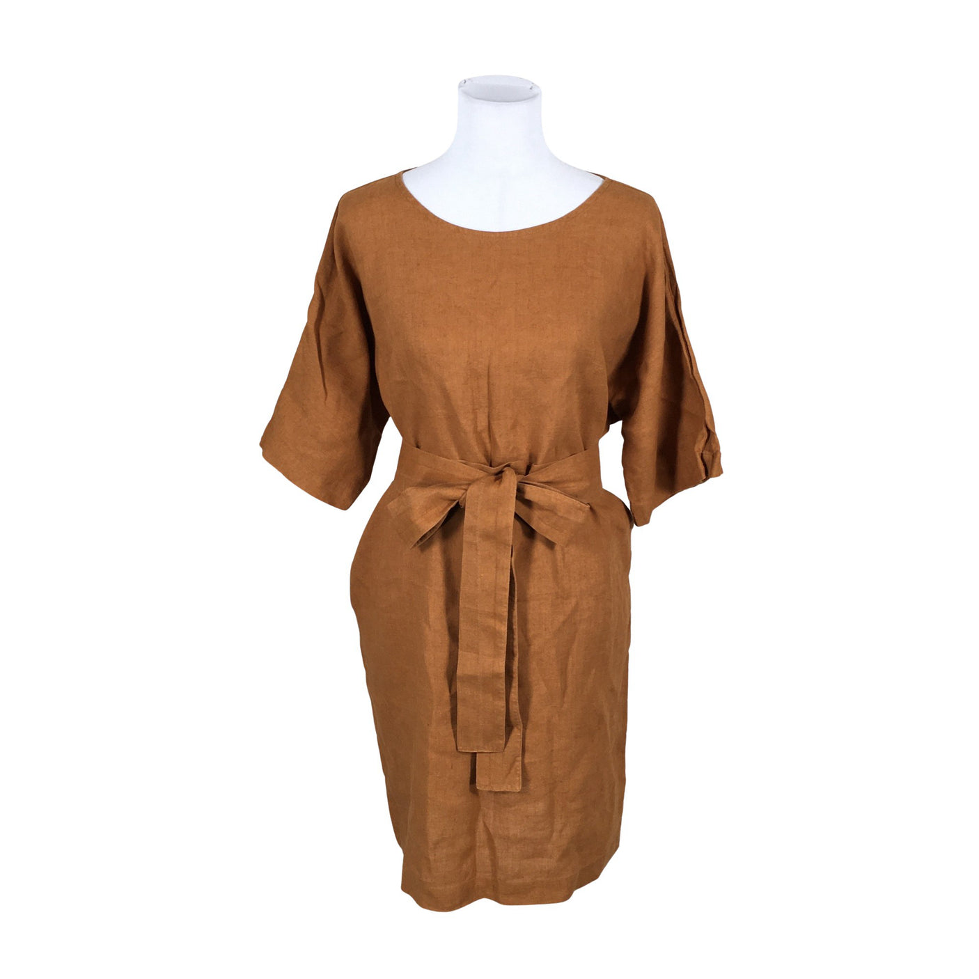Unisex Wavy Linen - Dress, size 38 - Brown (1)