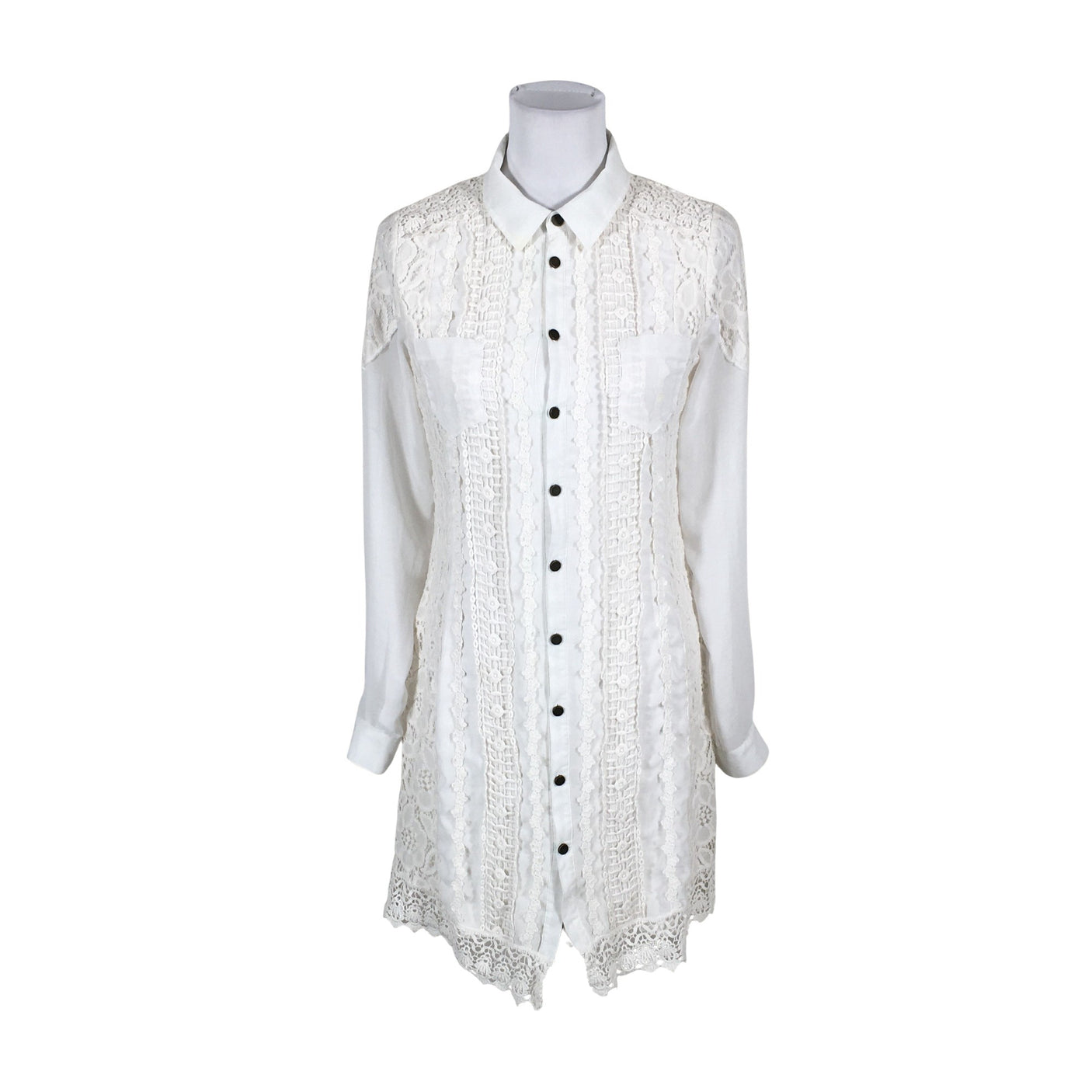 Unisex Cream - Schiffon dress, size 38 - White (1)