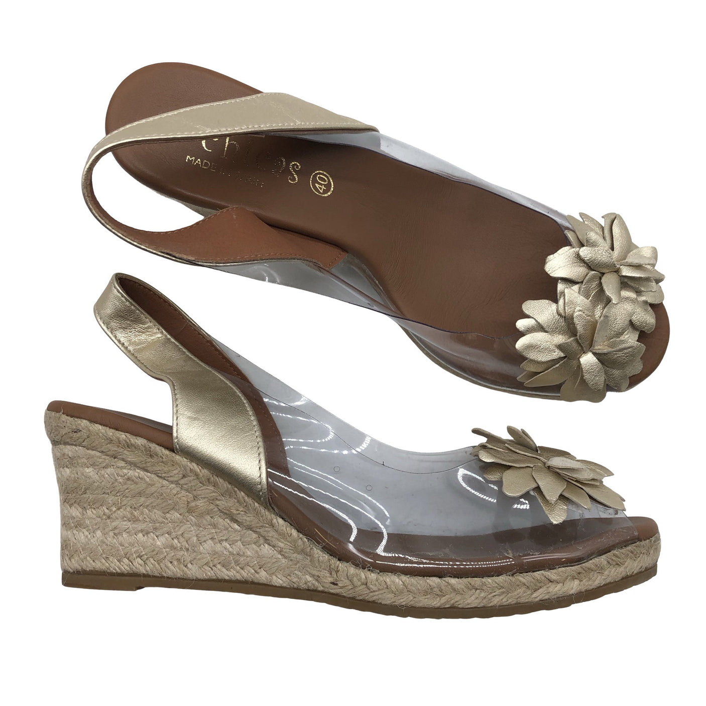 Unisex D'chicas - Wedge sandals, size 40 - Gold (1)
