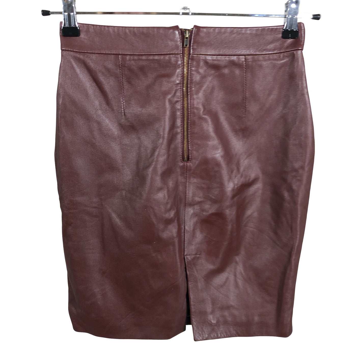 Unisex Selected - Leather skirt, size 34 - Wine red (2)