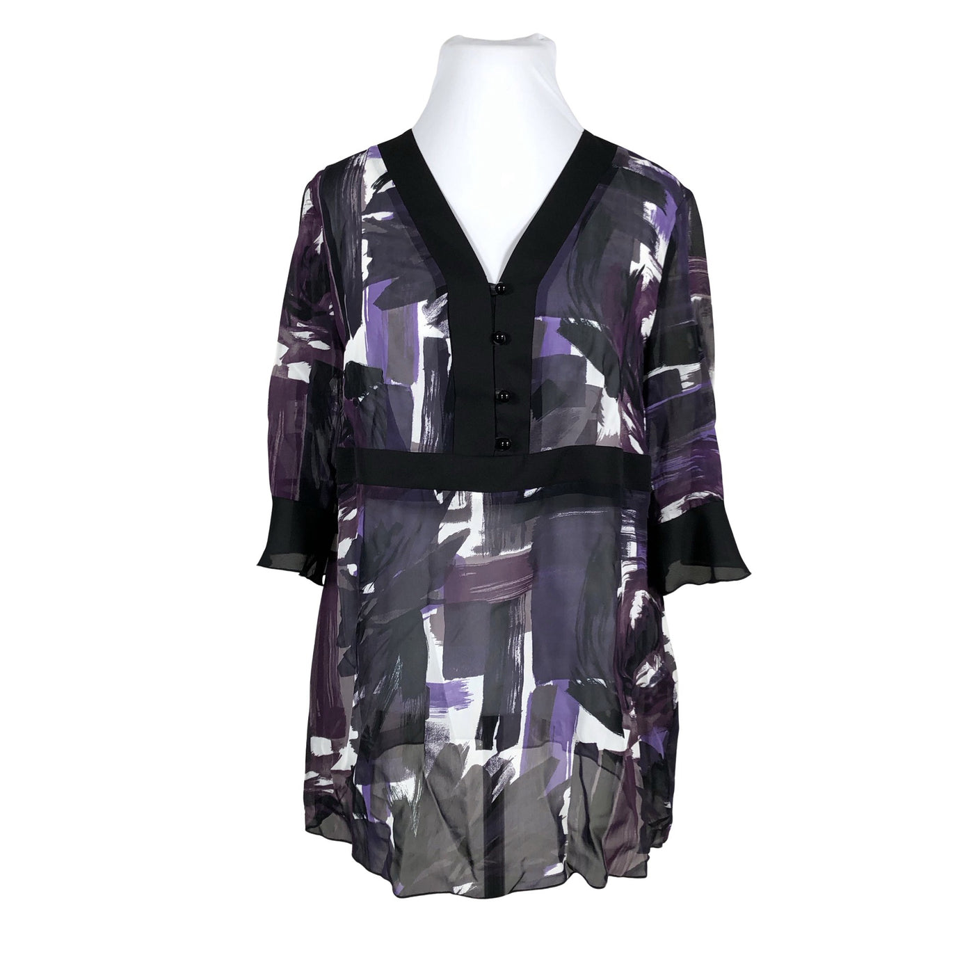 Unisex Ulla Popken - Schiffon tunic, size 46 - Violet (1)