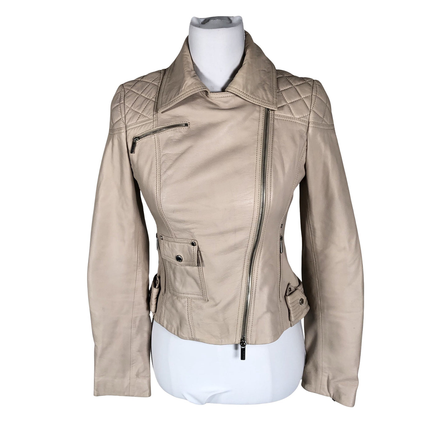 Unisex Karen Millen - Leather jacket, size 36 - Beige (1)