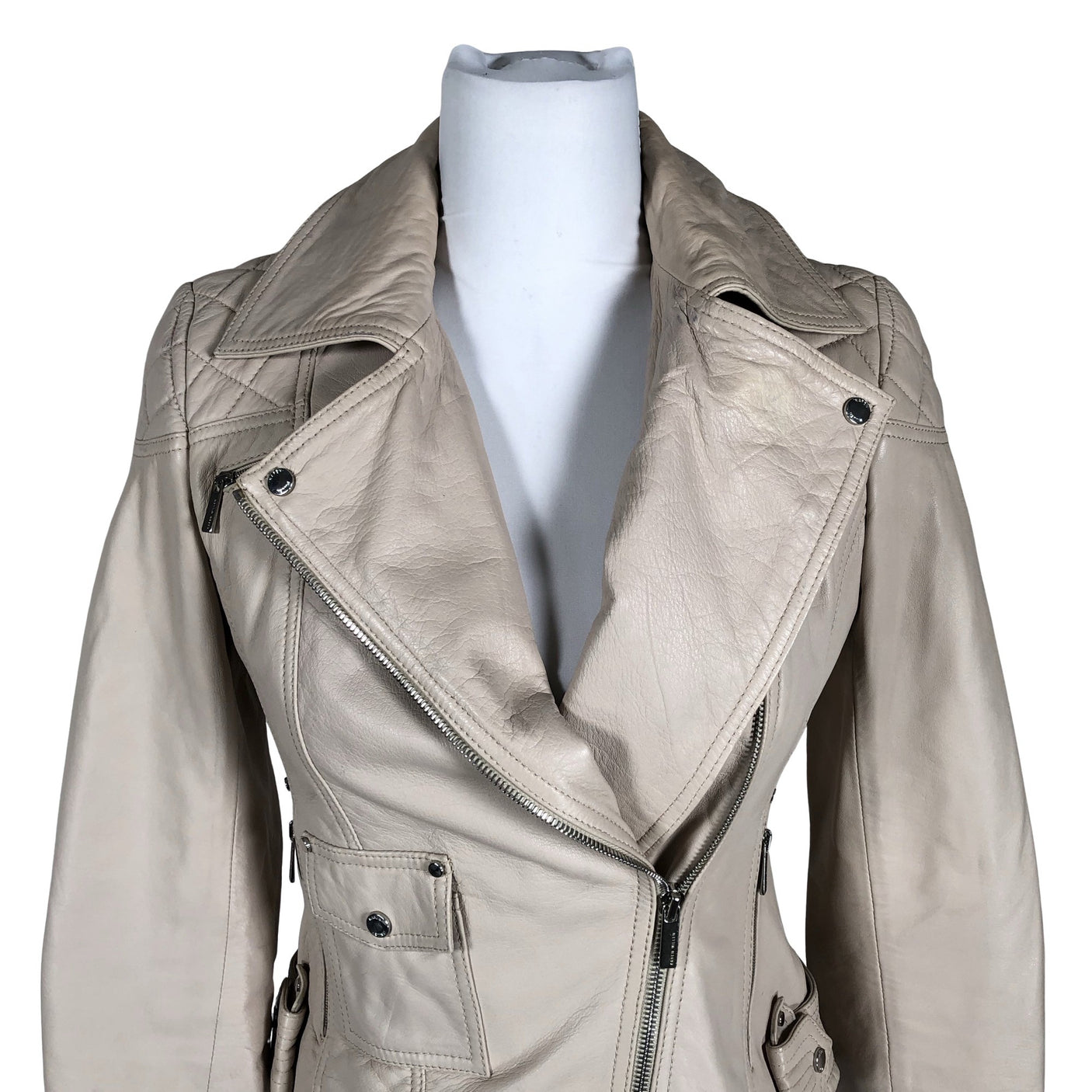 Unisex Karen Millen - Leather jacket, size 36 - Beige (3)