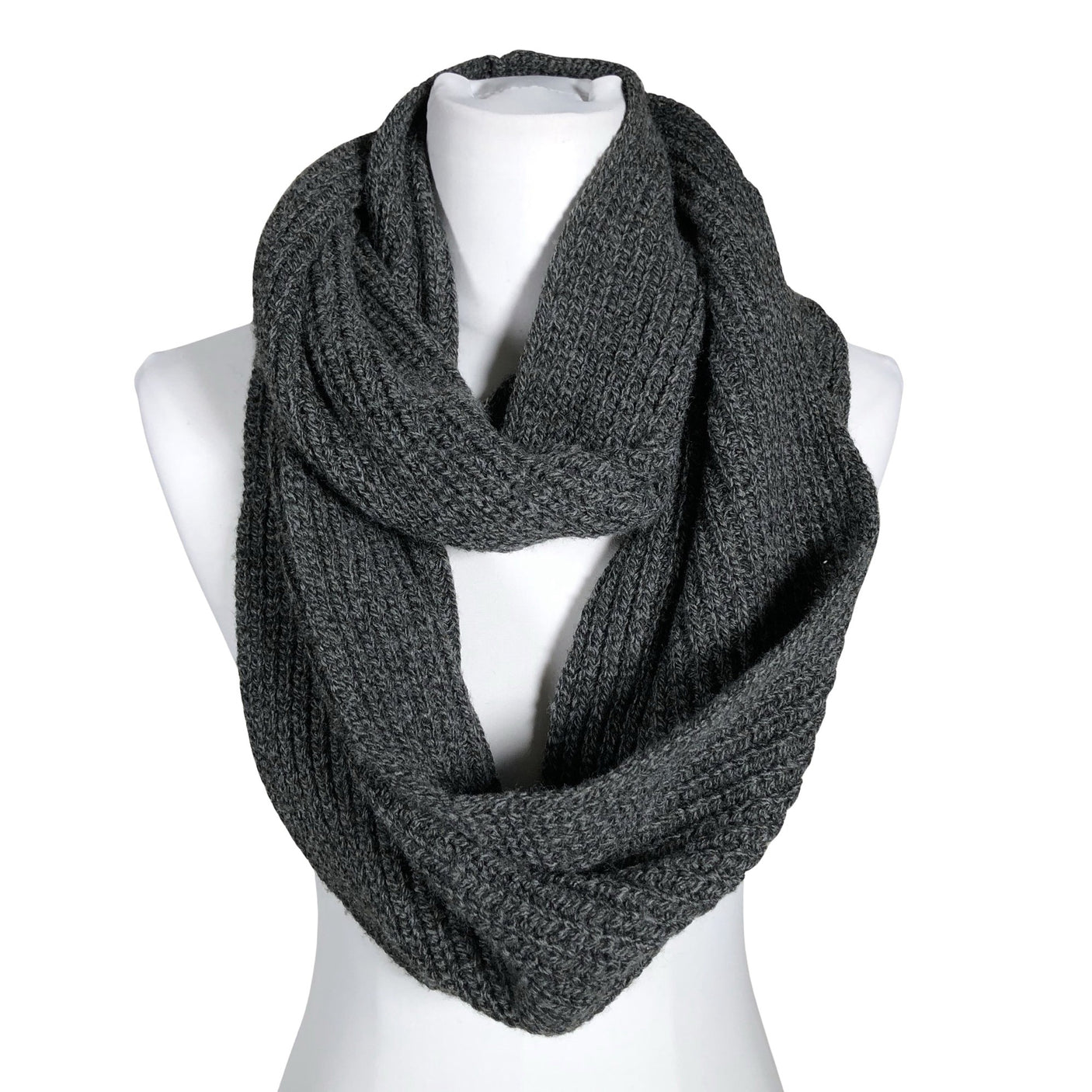 Unisex Handmade - Circle scarf, size Midi - Gray (1)