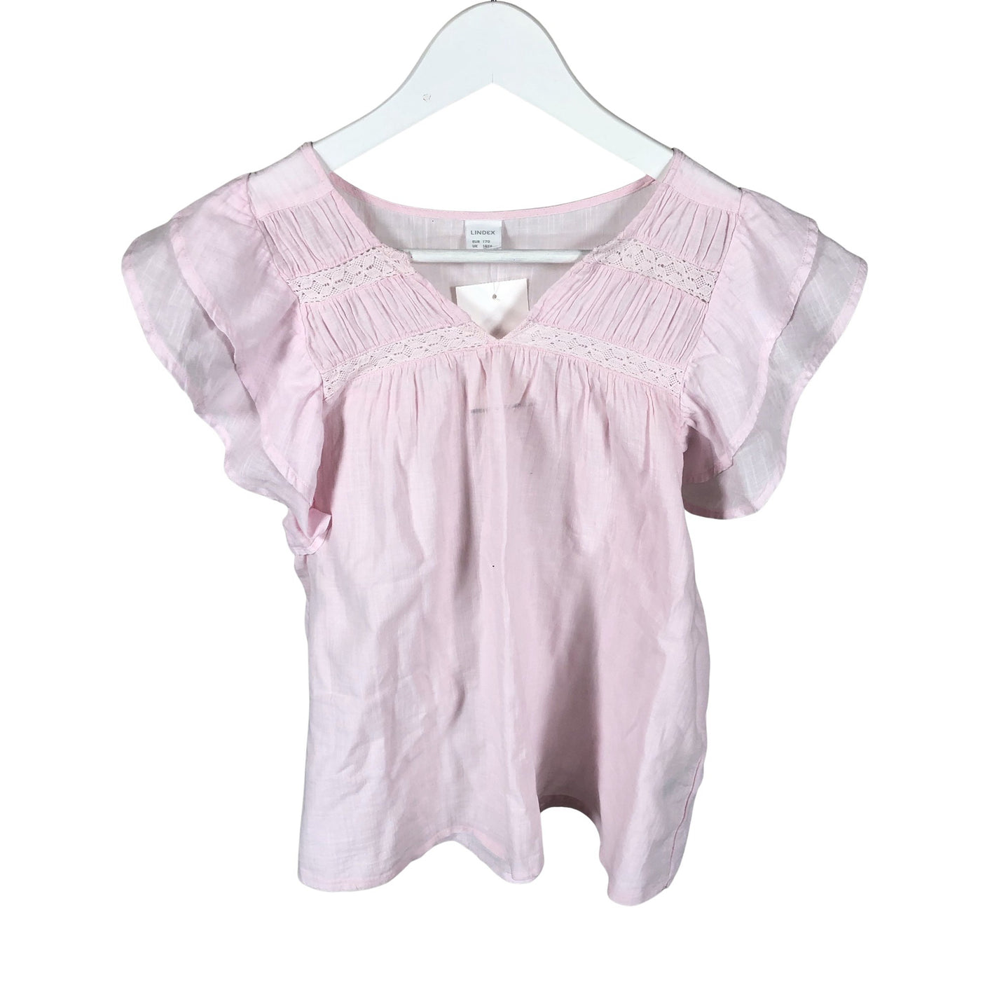 Unisex Lindex - Short-sleeved blouse, size 164 - 170 - Light pink (1)
