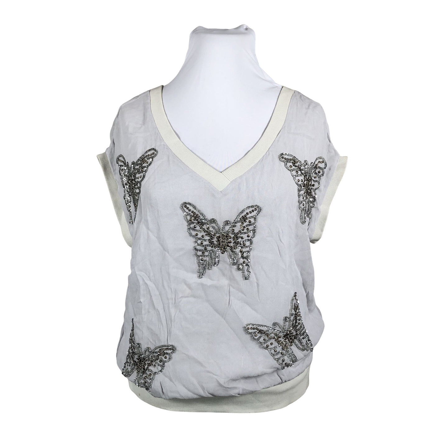 Unisex Cream - Short-sleeved blouse, size 42 - Gray (1)