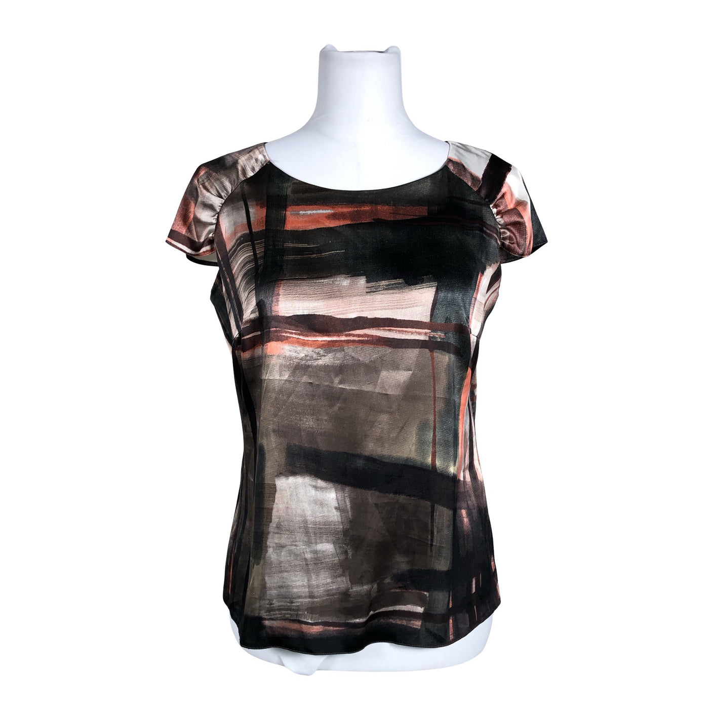 Unisex Mosaic - Short-sleeved blouse, size 38 - Brown (1)