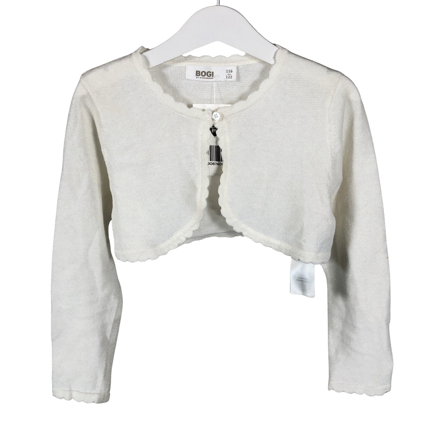 Unisex Bogi - Knit bolero jacket, size 116 - 122 - White (1)