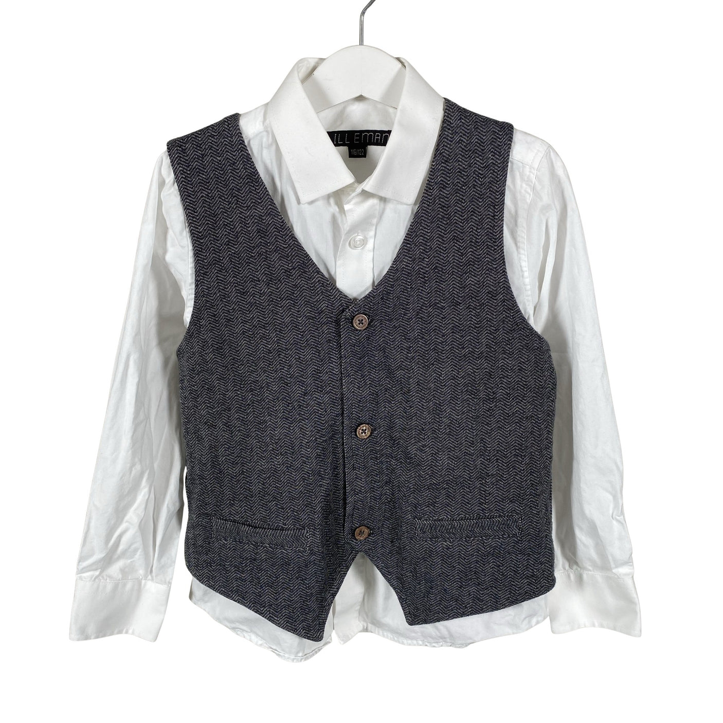 Unisex Lilleman - Collared shirt, size 116 - 122 - White (1)