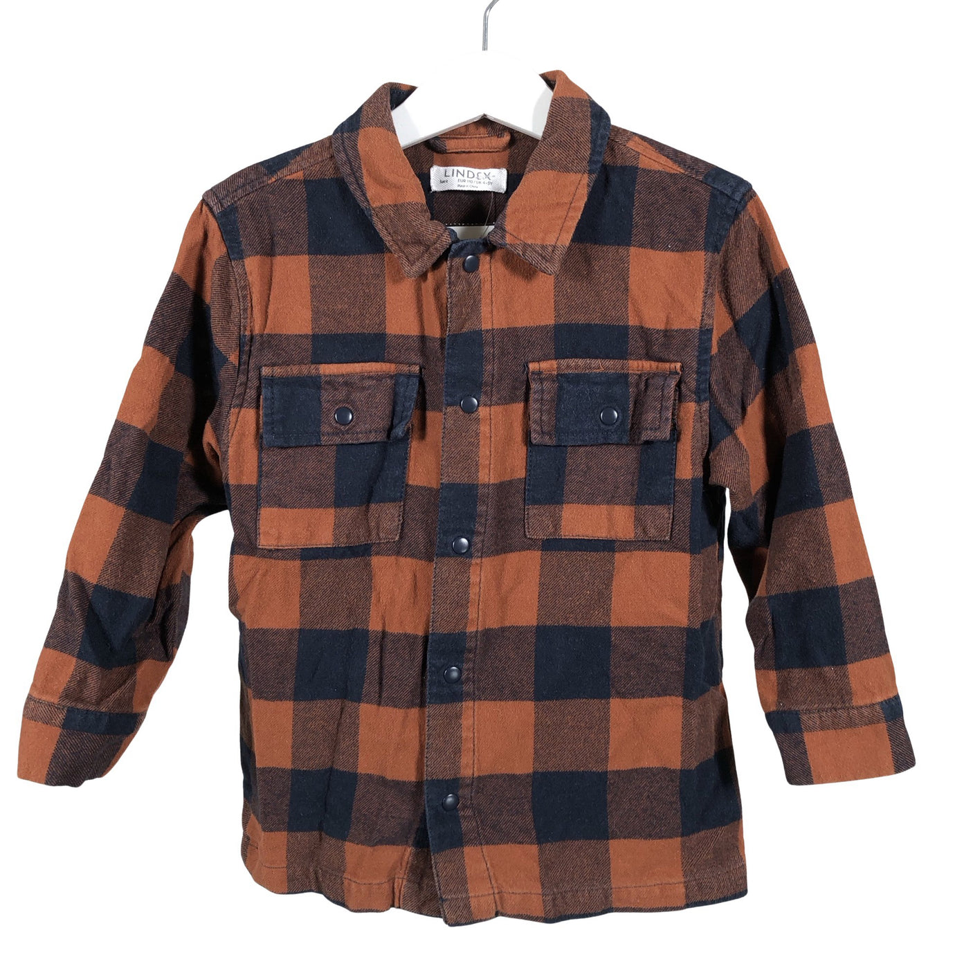 Unisex Lindex - Flannel shirt, size 104 - 110 - Brown (1)