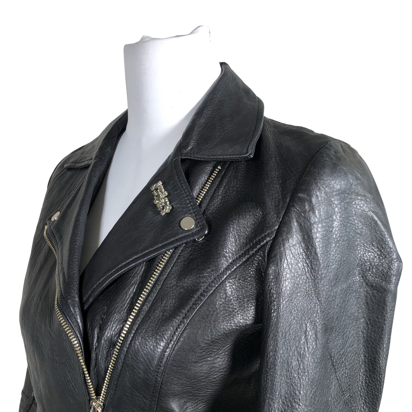 Unisex Massimo Dutti - Leather jacket, size 34 - Black (2)