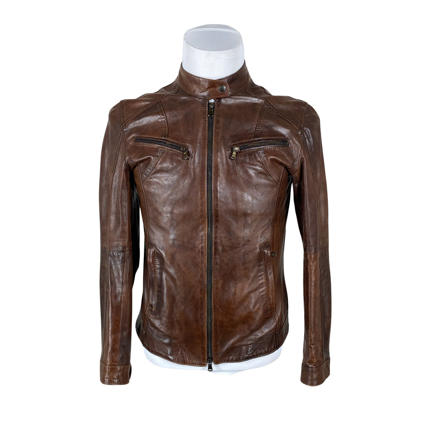 Unisex Schegge - Leather jacket, size M - Brown (1)