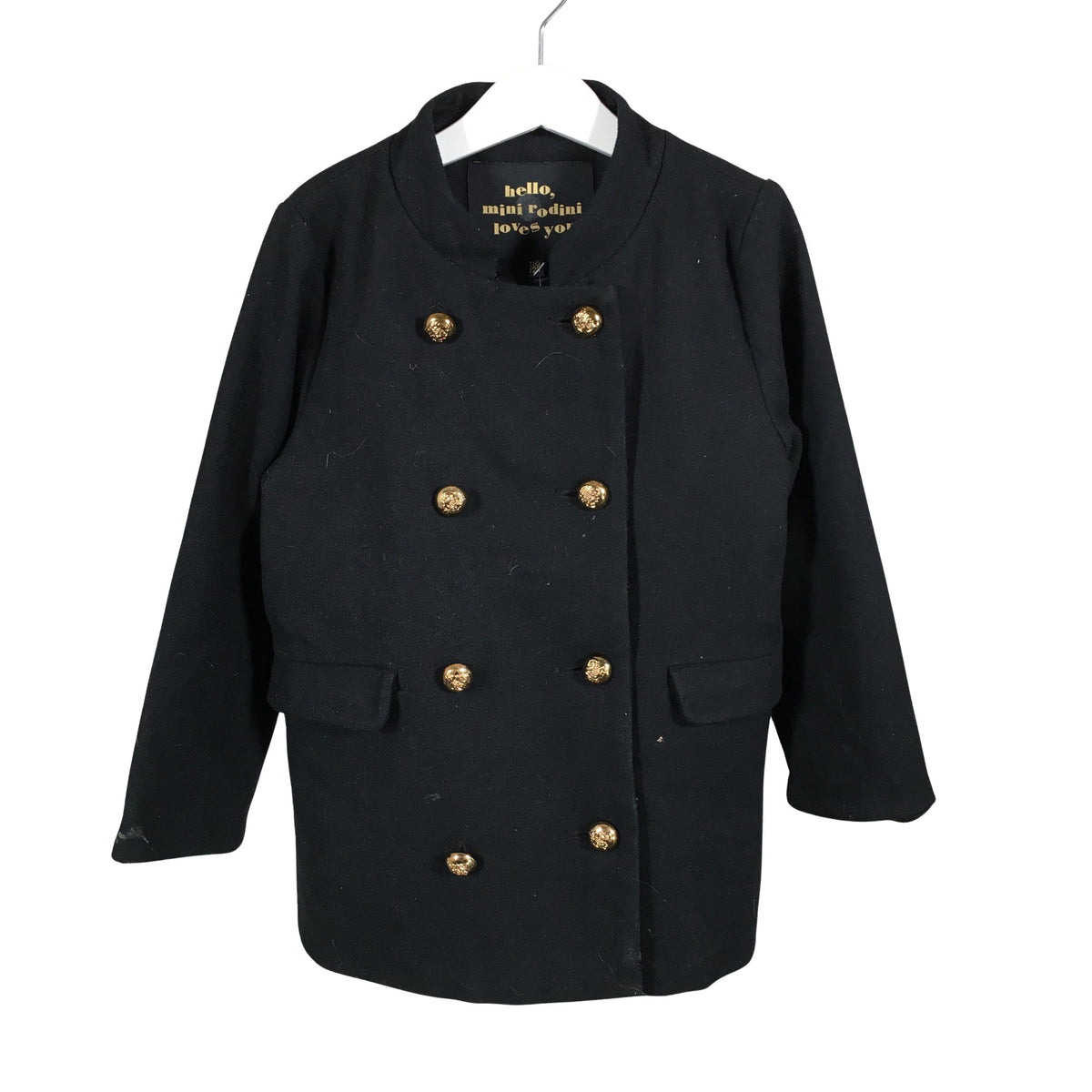 Unisex Mini Rodini - Wool coat, size 110 - 116 - Black (1)