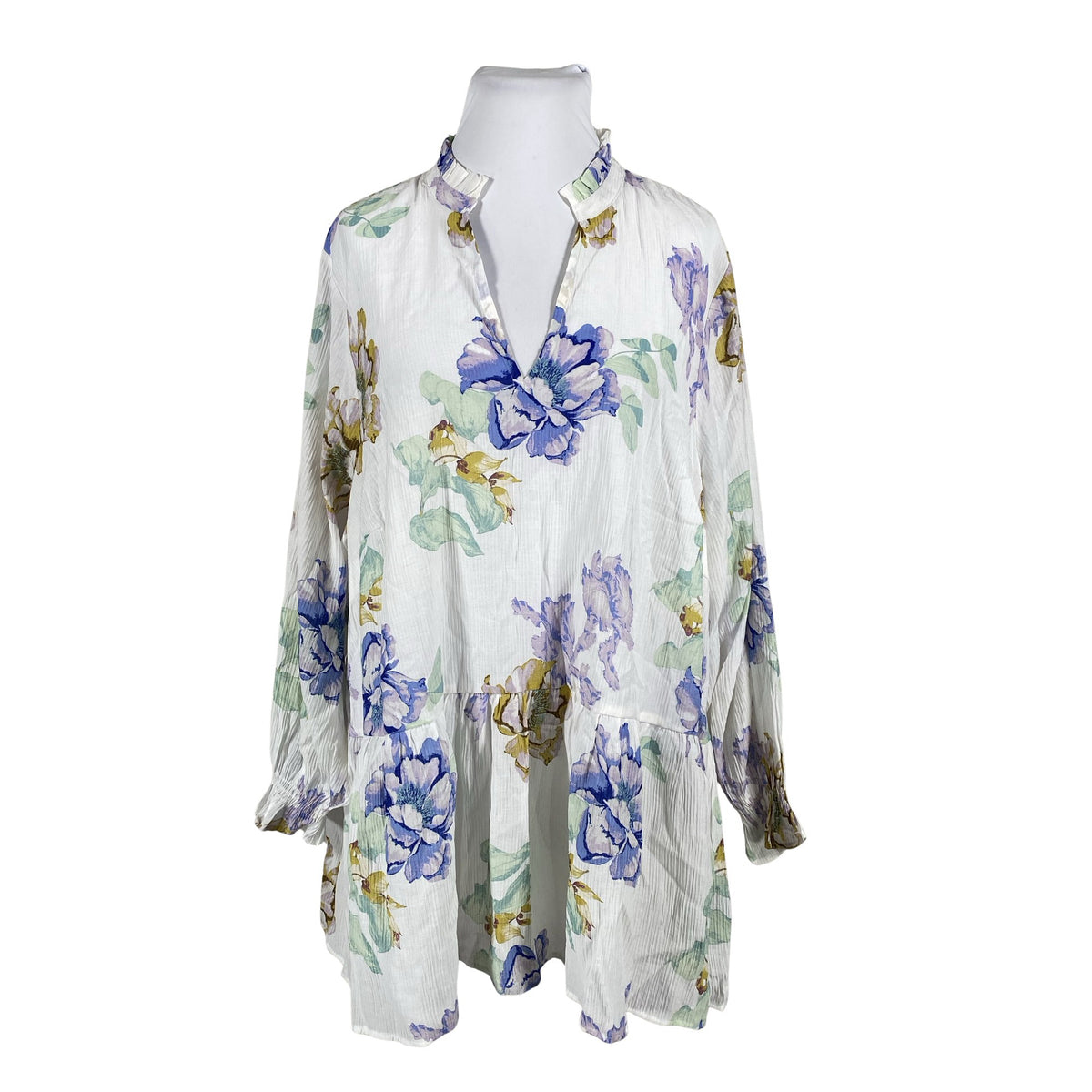 Unisex Zizzi - Schiffon tunic, size 50 - White (1)