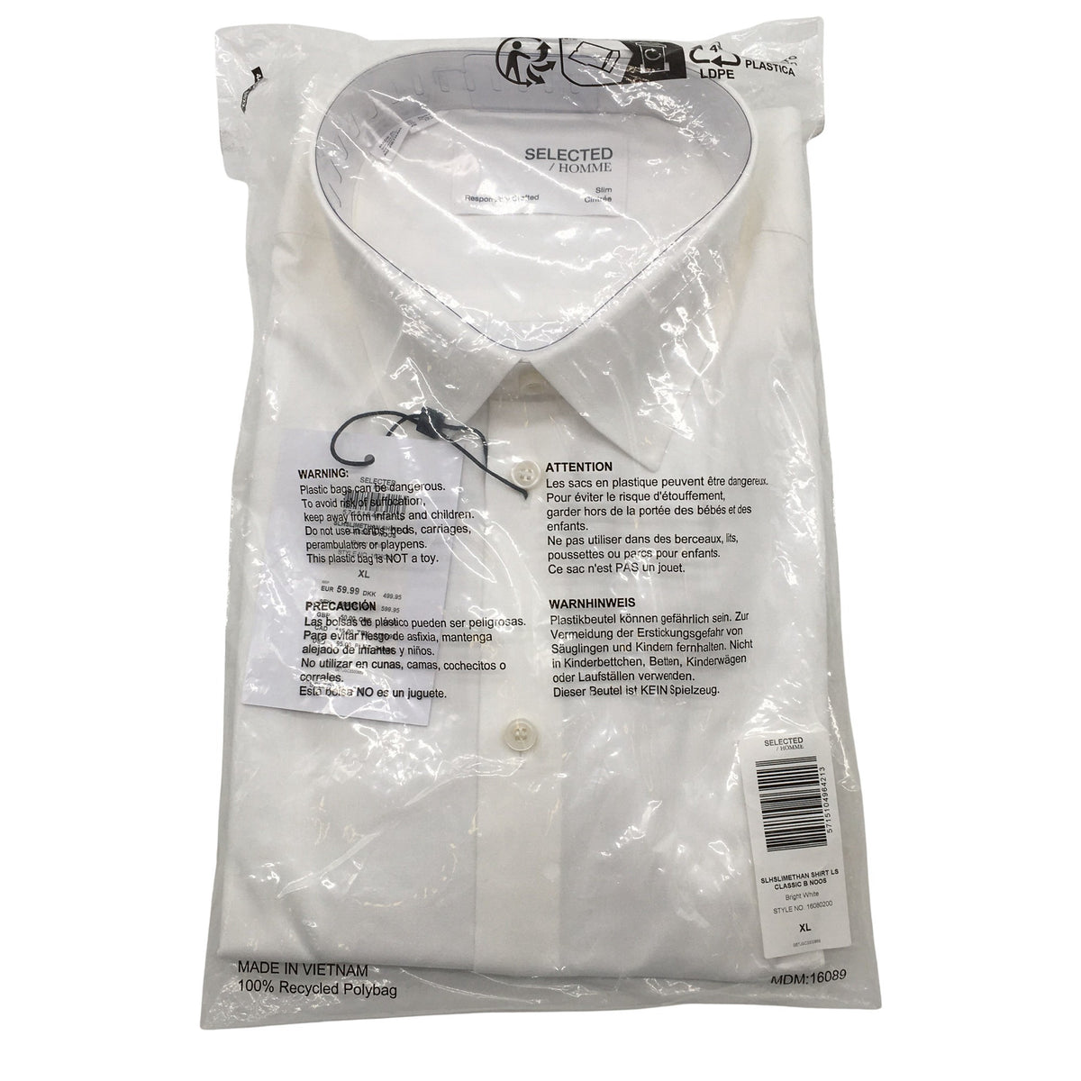 Unisex Selected - Collared shirt, size XL - White (1)