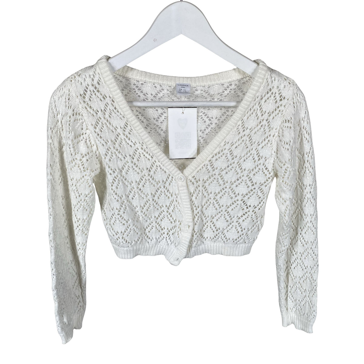 Unisex Lindex - Knit bolero jacket, size 122 - 128 - Natural white (1)