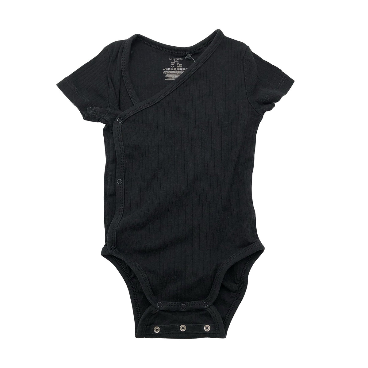 Unisex Lindex - Wrap bodysuit, size 62 - 68 - Black (1)