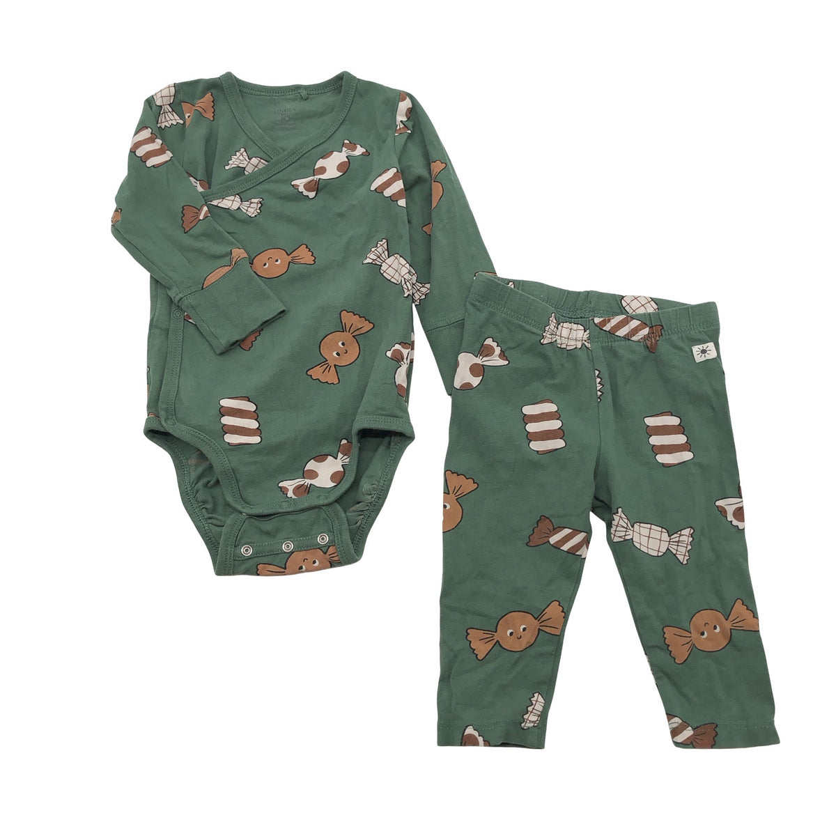 Unisex Lindex - Wrap bodysuit, size 62 - 68 - Green (1)