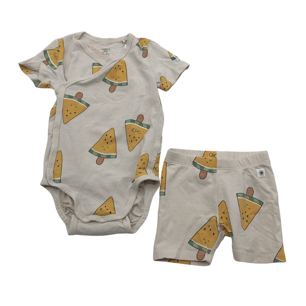 Unisex Lindex - Shorts and top set, size 62 - 68 - Beige (1)