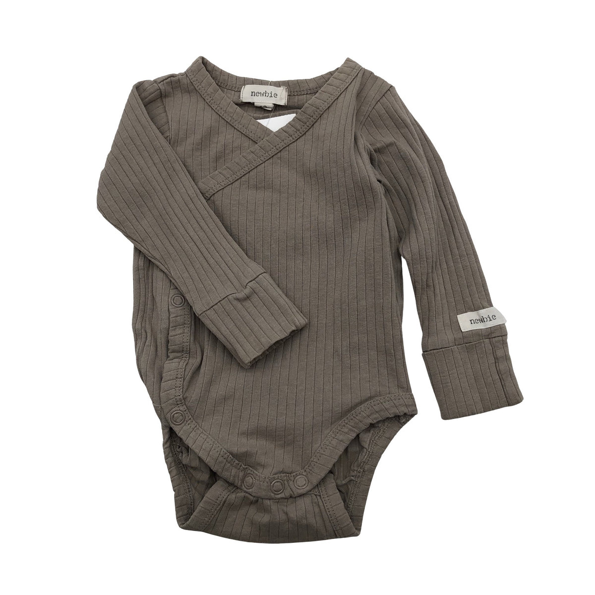 Unisex Newbie - Wrap bodysuit, size 56 - 62 - Beige (1)