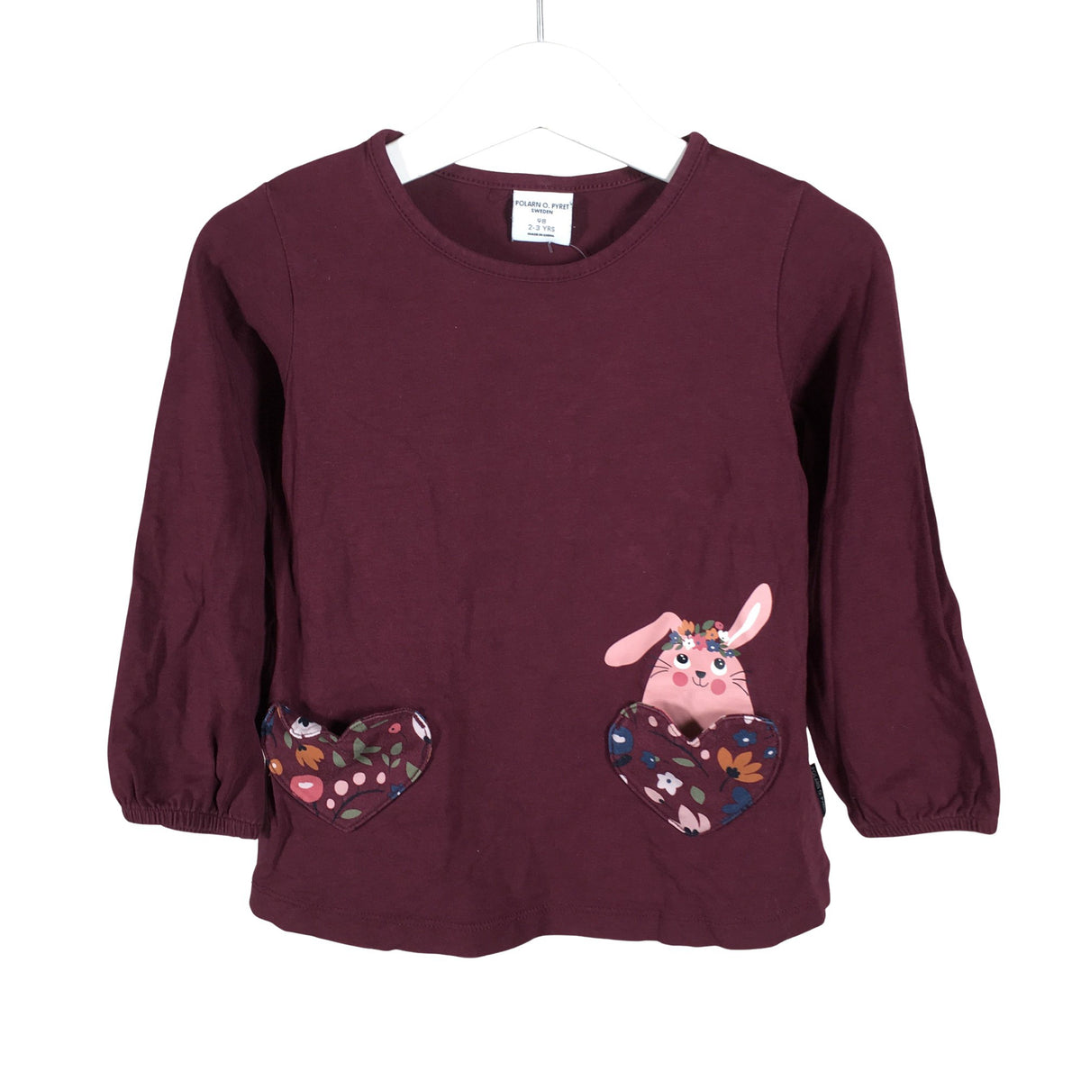 Unisex Polarn O. Pyret - Tricot shirt, size 92 - 98 - Wine red (1)